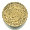 NĚMECKO. 10 Rentenpfennig 1924/F.