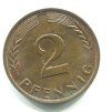 NĚMECKO. 2 Pfennig 1961/D.