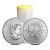 roll of 25 2021 1 oz silver canadian maple leaf .9999 fine 5 coin bu lot tube of 25 min 2 4