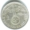NĚMECKO. 2 Mark 1939/D. Hindenburg, hákový kříž. Ag.