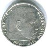 NĚMECKO. 2 Mark 1939/B. Hindenburg, hákový kříž. Ag.