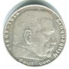 NĚMECKO. 5 Mark 1936/D. Hindenburg, hákový kříž. Ag.